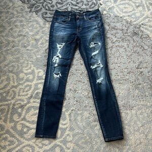 American Eagle Outfitters Distressed Jeggings Blue 4